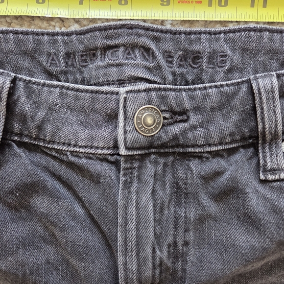 American Eagle Strigid Super High Rise Ultra Wide Leg Jeans 10 Long Black Denim - Picture 9 of 13